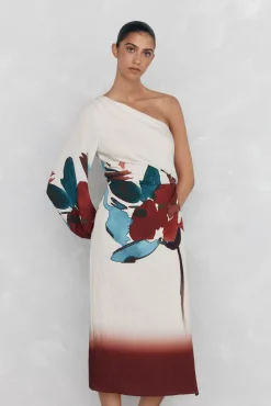 Vestido estampado assimétrico
