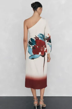 Vestido estampado assimétrico