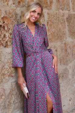 Vestido estampado berinjela