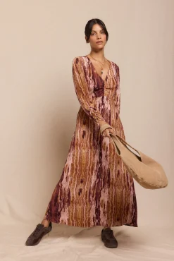 Vestido estampado franzido