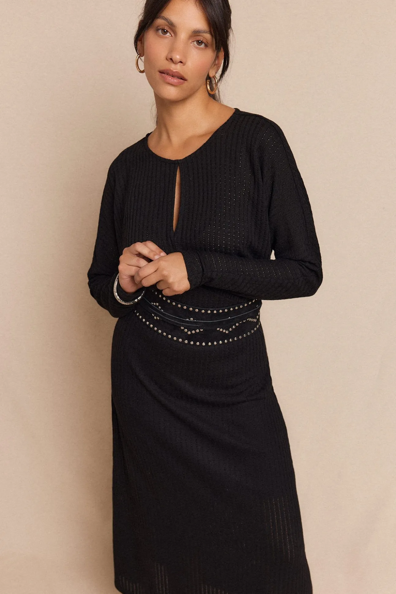 Vestido estruturado com manga morcego