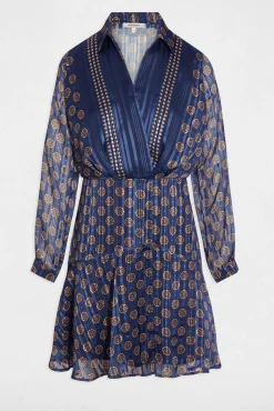 Vestido esvoaçante com gola em V