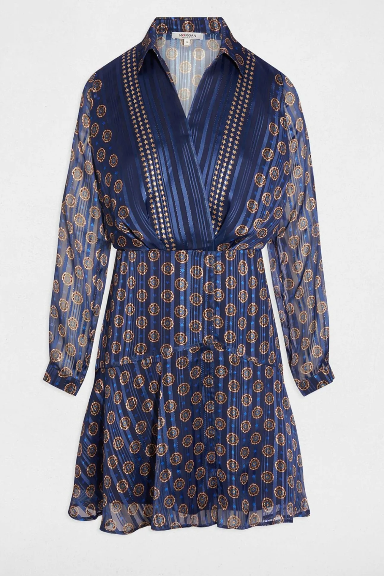 Vestido esvoaçante com gola em V