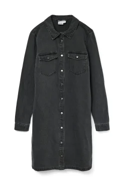 Vestido jeans curto de manga comprida