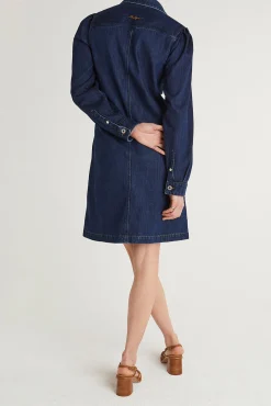 Vestido jeans curto de manga comprida