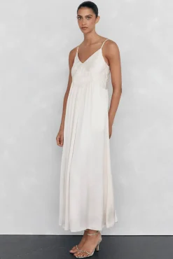 Vestido lingerie com detalhe franzido
