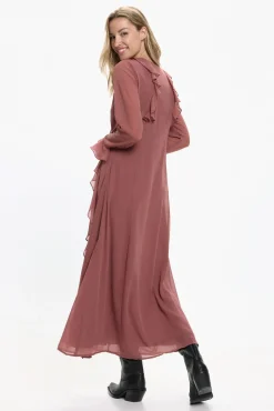 Vestido longo com babados