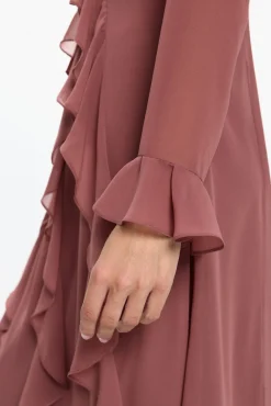 Vestido longo com babados