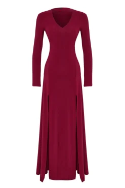 Vestido longo com decote em V