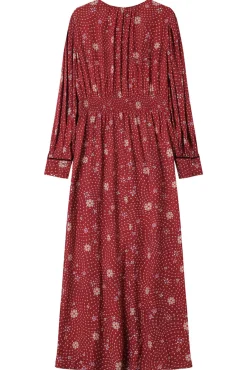 Vestido longo com decote em V e estampado floral
