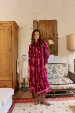 Vestido longo com estampado de ruibarbo Bella