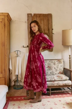 Vestido longo com estampado de ruibarbo Bella