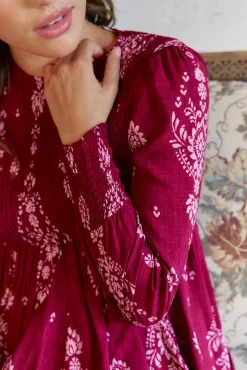Vestido longo com estampado de ruibarbo Bella