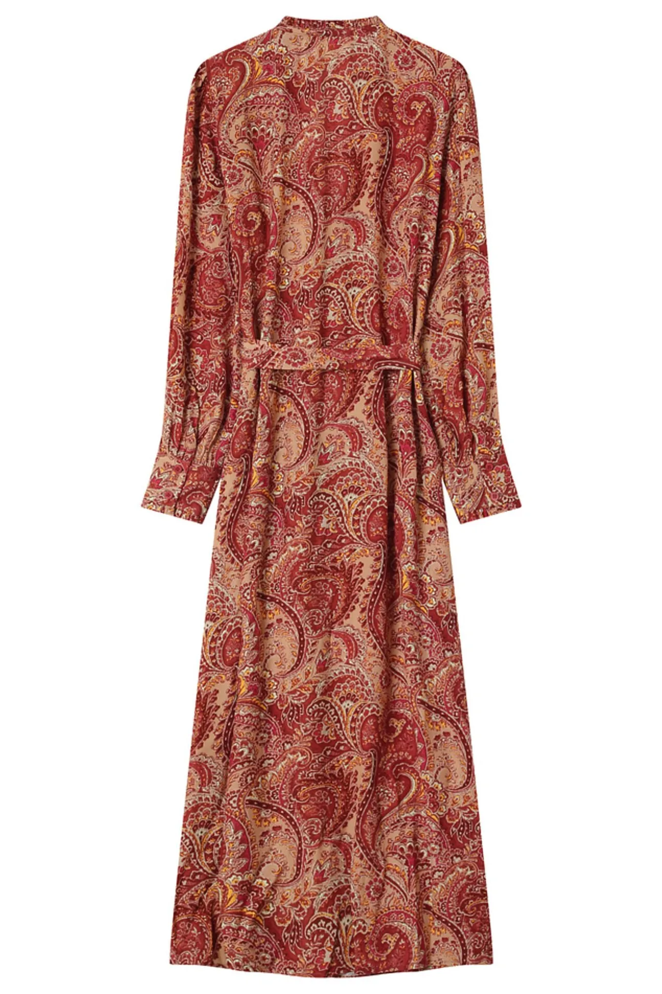 Vestido longo com estampado de motivos boêmios