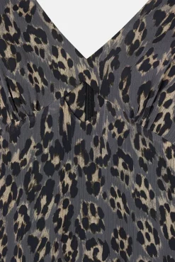 Vestido longo com estampado animal