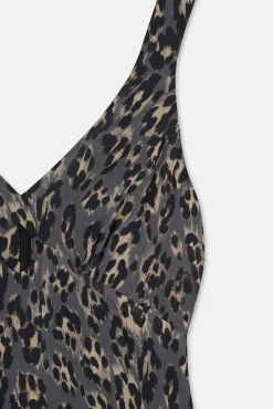 Vestido longo com estampado animal
