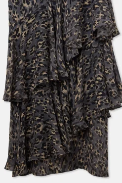 Vestido longo com estampado animal