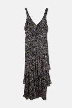 Vestido longo com estampado animal