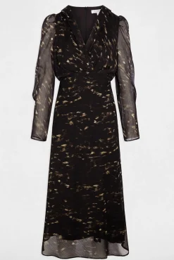 Vestido longo com mangas bufantes