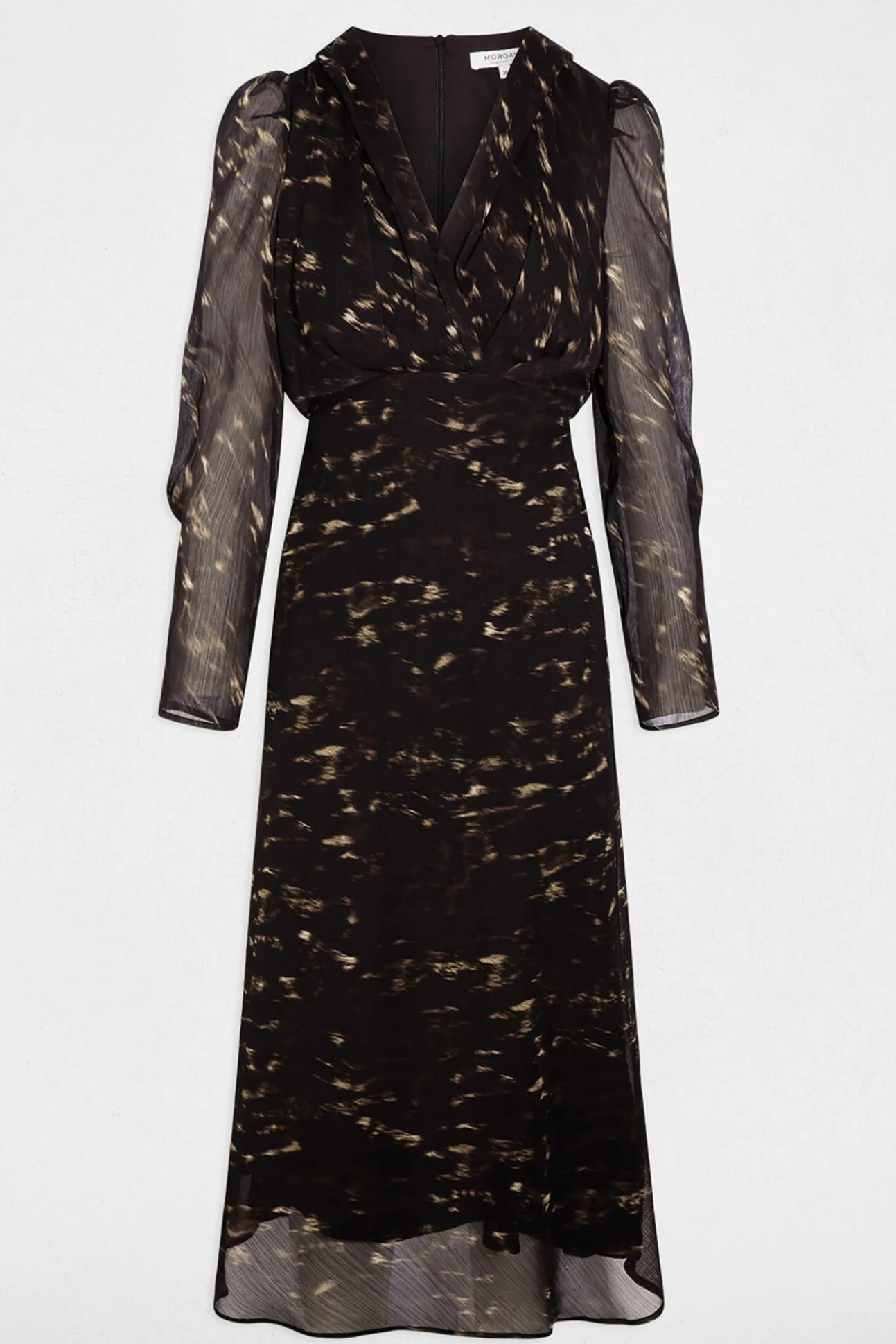 Vestido longo com mangas bufantes