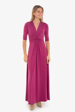 Vestido longo com nó frontal