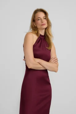 Vestido longo de capa de cetim
