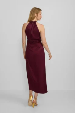 Vestido longo de capa de cetim