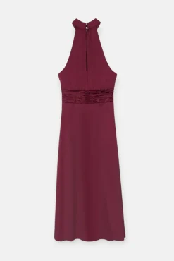 Vestido longo de capa de cetim