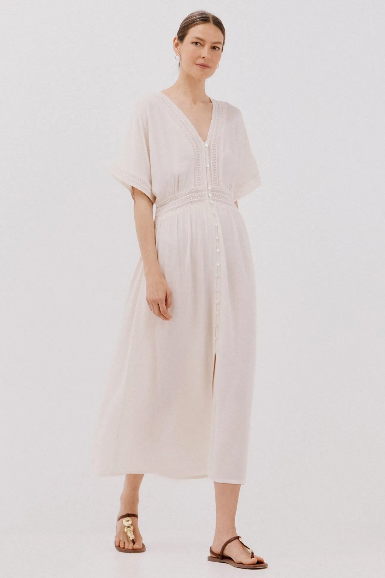 Vestido longo de renda