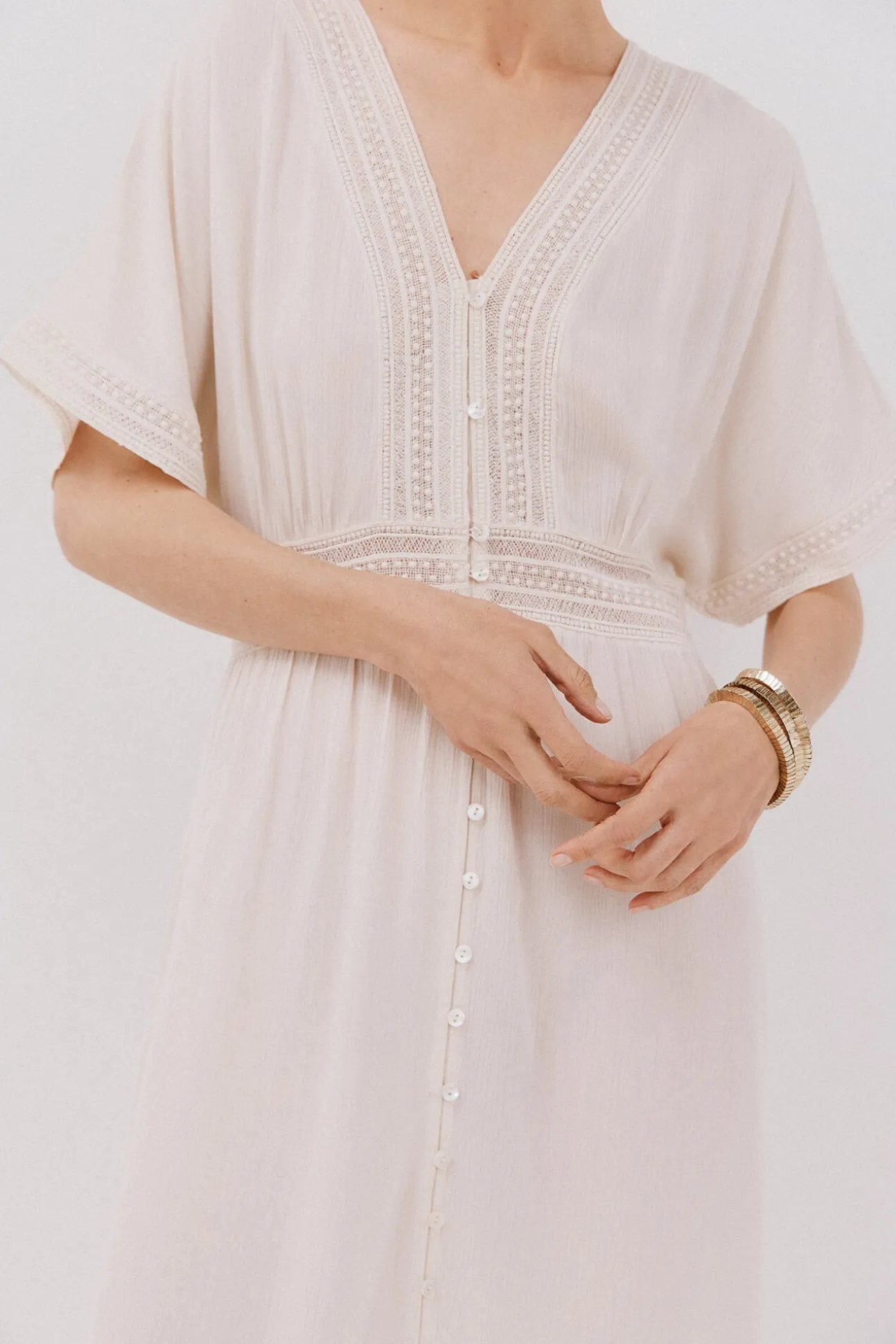 Vestido longo de renda