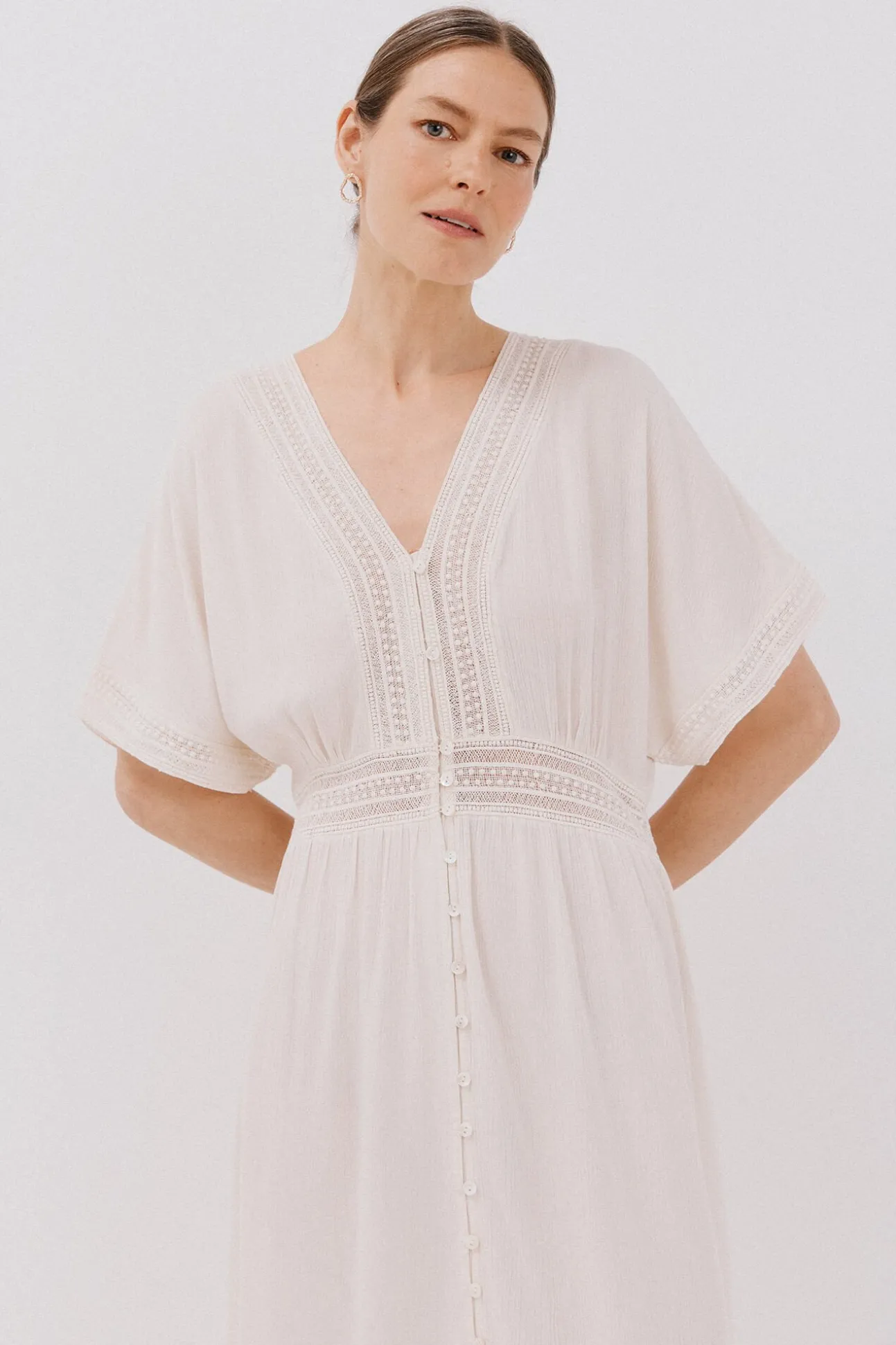 Vestido longo de renda