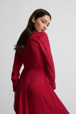 Vestido longo em jacquard com nó