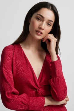 Vestido longo em jacquard com nó