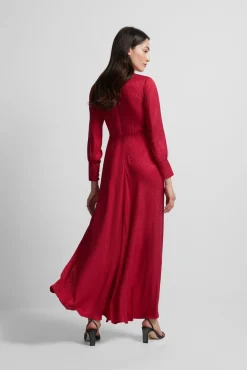 Vestido longo em jacquard com nó