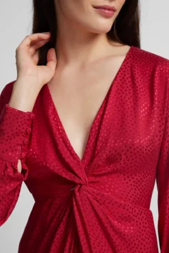 Vestido longo em jacquard com nó