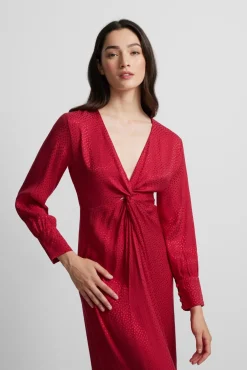 Vestido longo em jacquard com nó