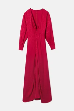 Vestido longo em jacquard com nó