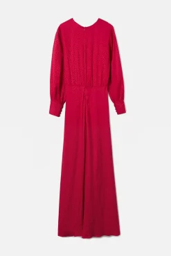 Vestido longo em jacquard com nó