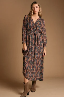 Vestido longo estampado esmeralda