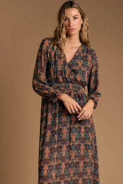 Vestido longo estampado esmeralda