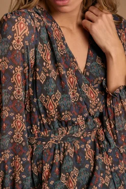 Vestido longo estampado esmeralda