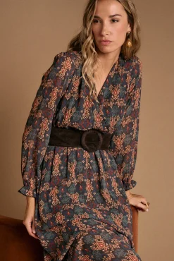 Vestido longo estampado esmeralda
