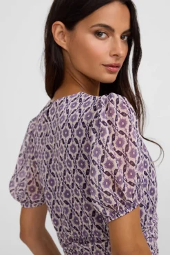 Vestido longo estampado franzido
