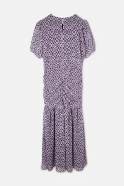 Vestido longo estampado franzido