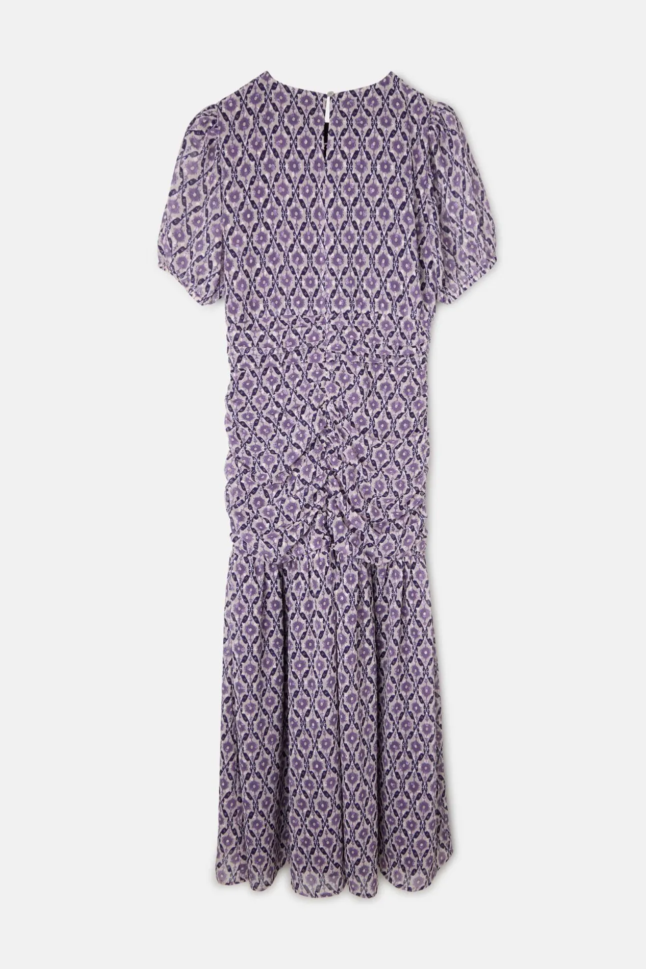 Vestido longo estampado franzido