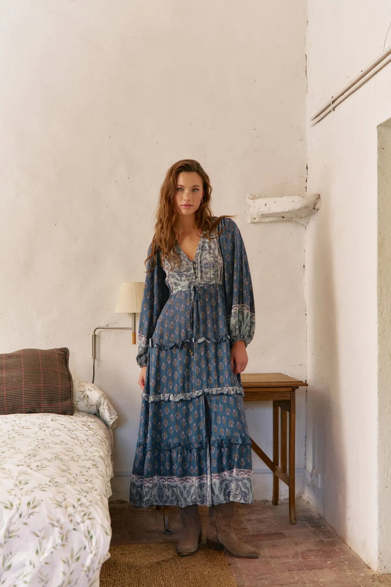 Vestido longo Luciana com estampado Nico