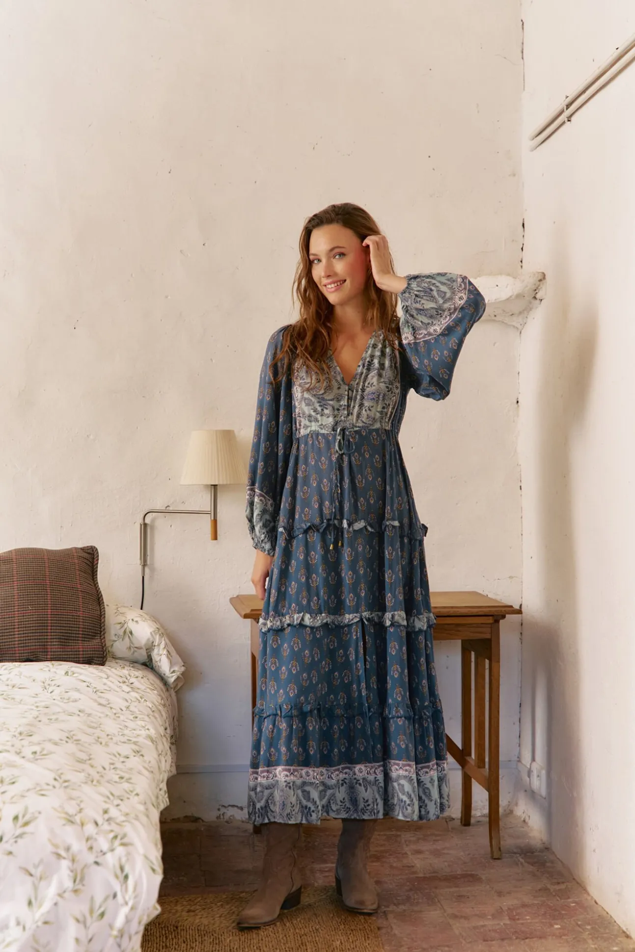 Vestido longo Luciana com estampado Nico
