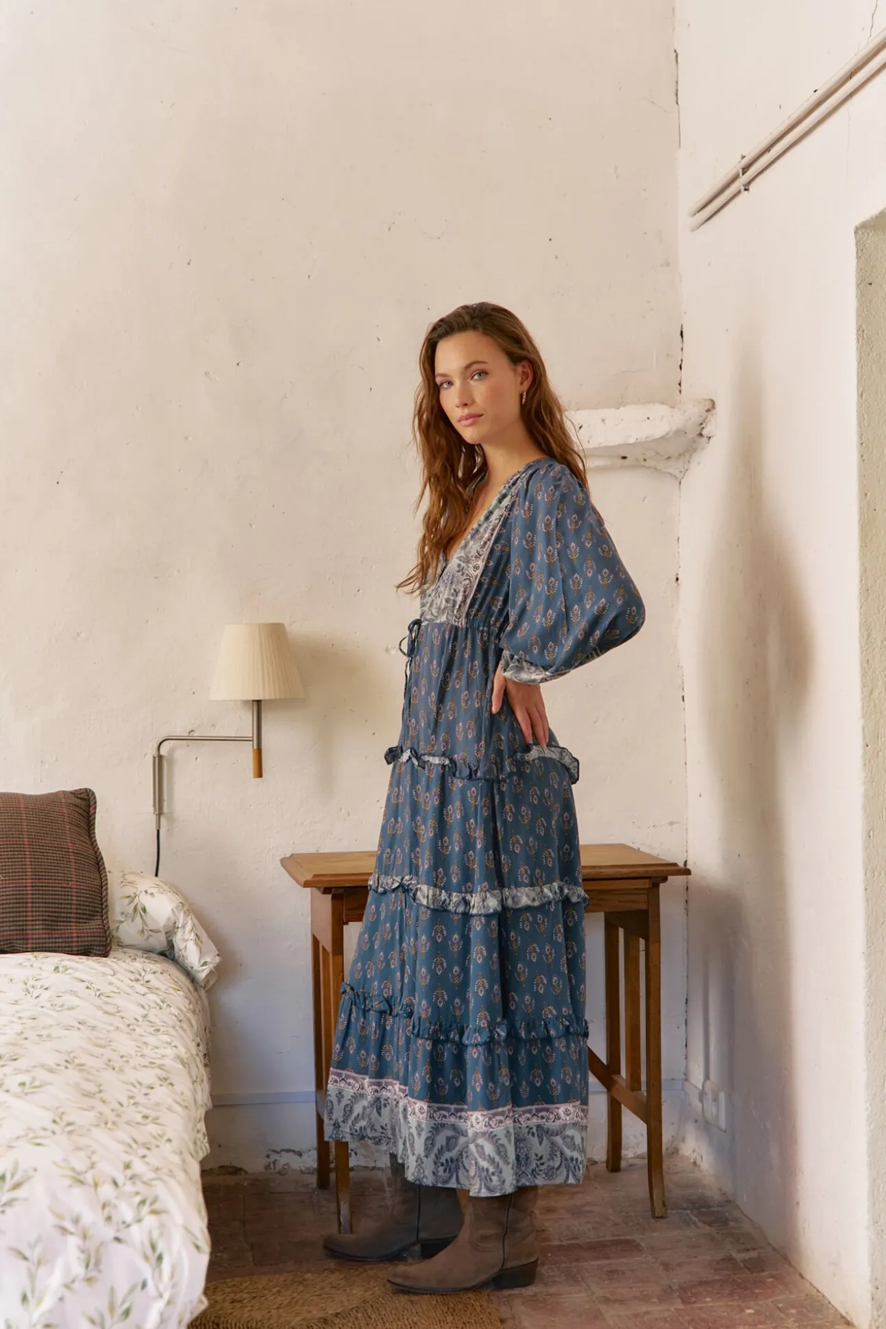 Vestido longo Luciana com estampado Nico