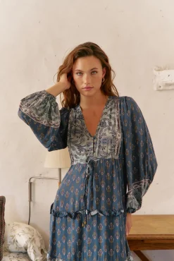Vestido longo Luciana com estampado Nico