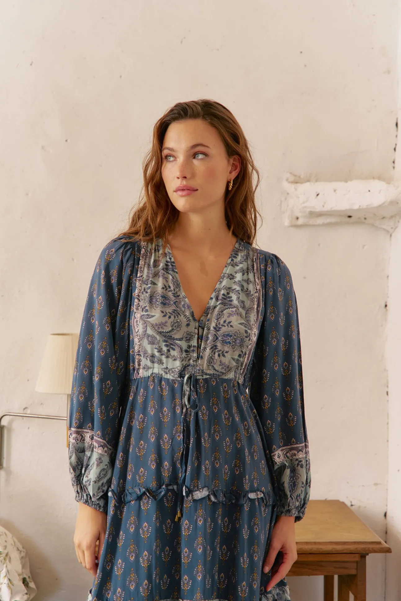 Vestido longo Luciana com estampado Nico